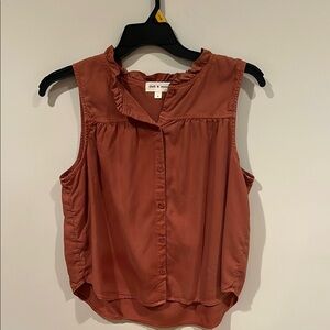 Cloth & Stone Brown Sleeveless Ruffled Blouse